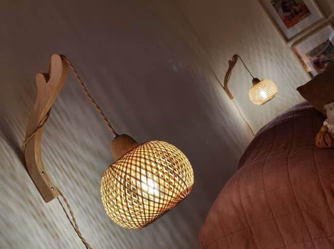 closeup of lanterns hanging in reviewer's bedroom