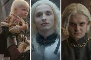 Aegon II as a baby, a teen, and an adult
