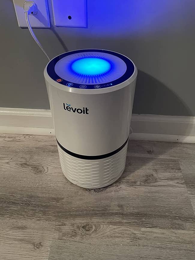 reviewer image of the white levoit air purifier
