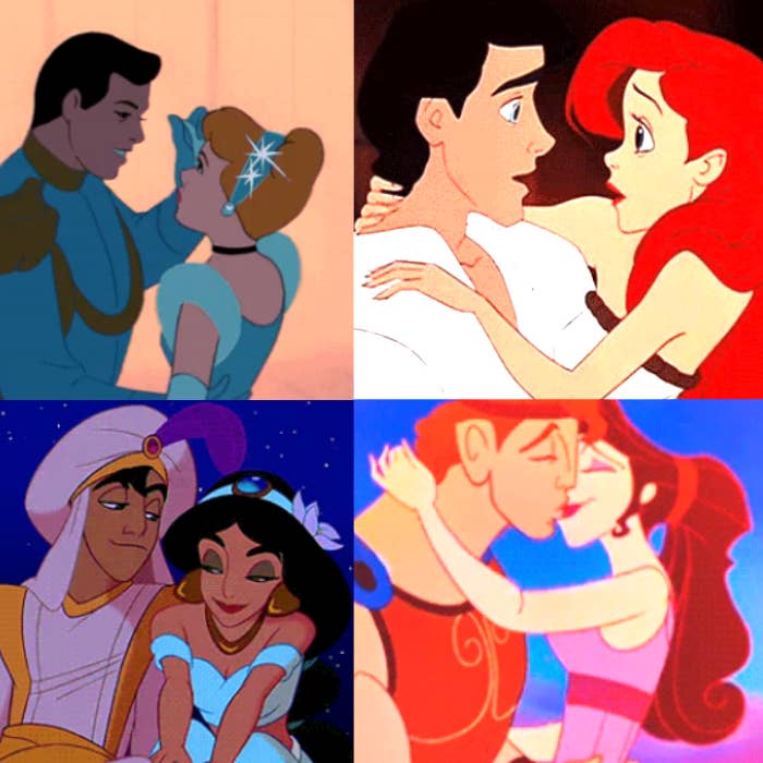 Couples from Cinderella, Aladdin, The Little Mermaid and Hercules