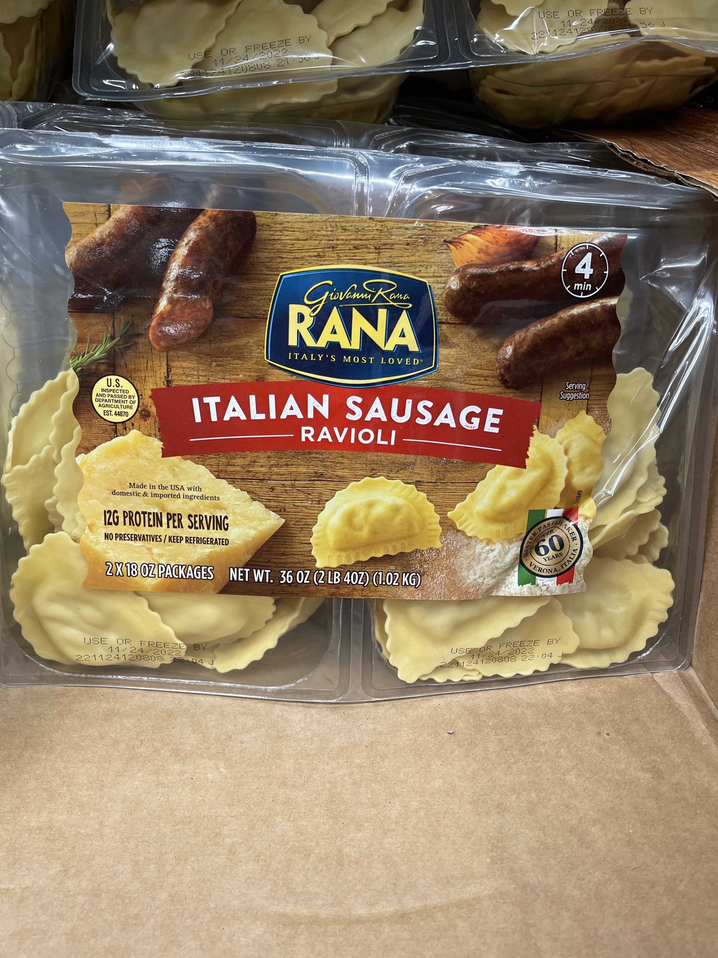 bag of Italian sausage ravioli