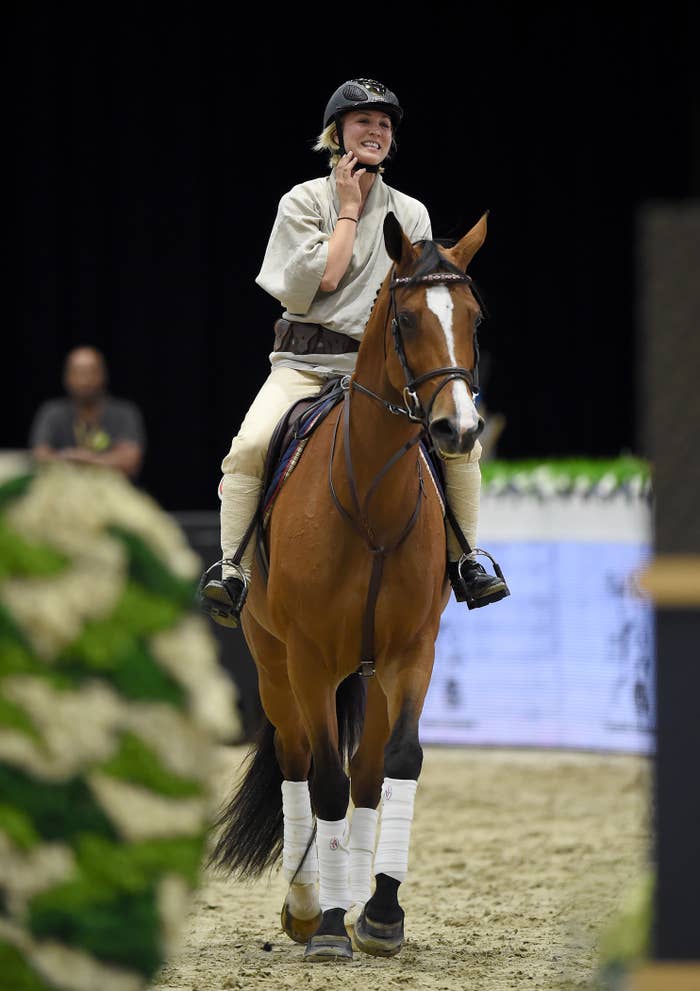 Kaley competing in a equestrian competition