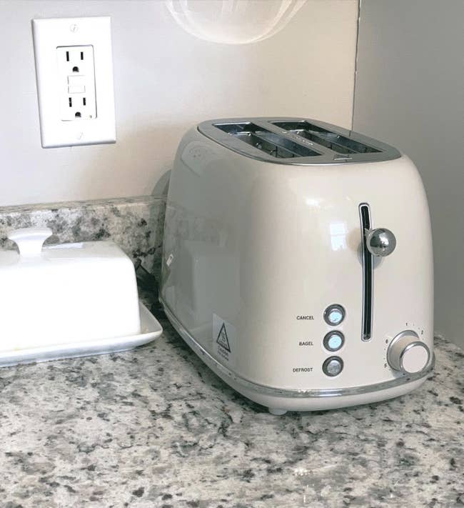 reviewer's rounded toaster on counter