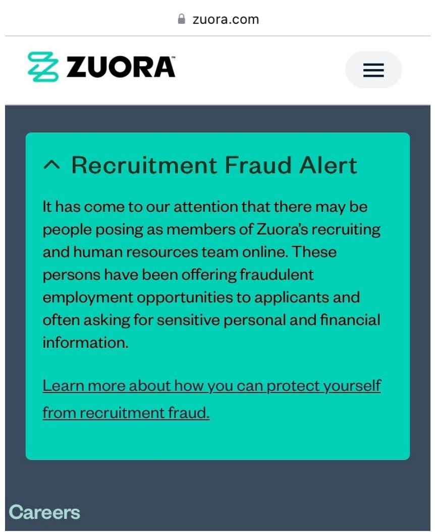 Zuora company website screenshot