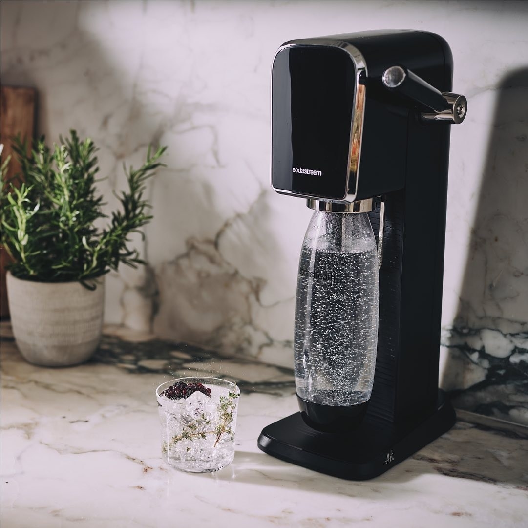 a product shot of the soda stream art in black