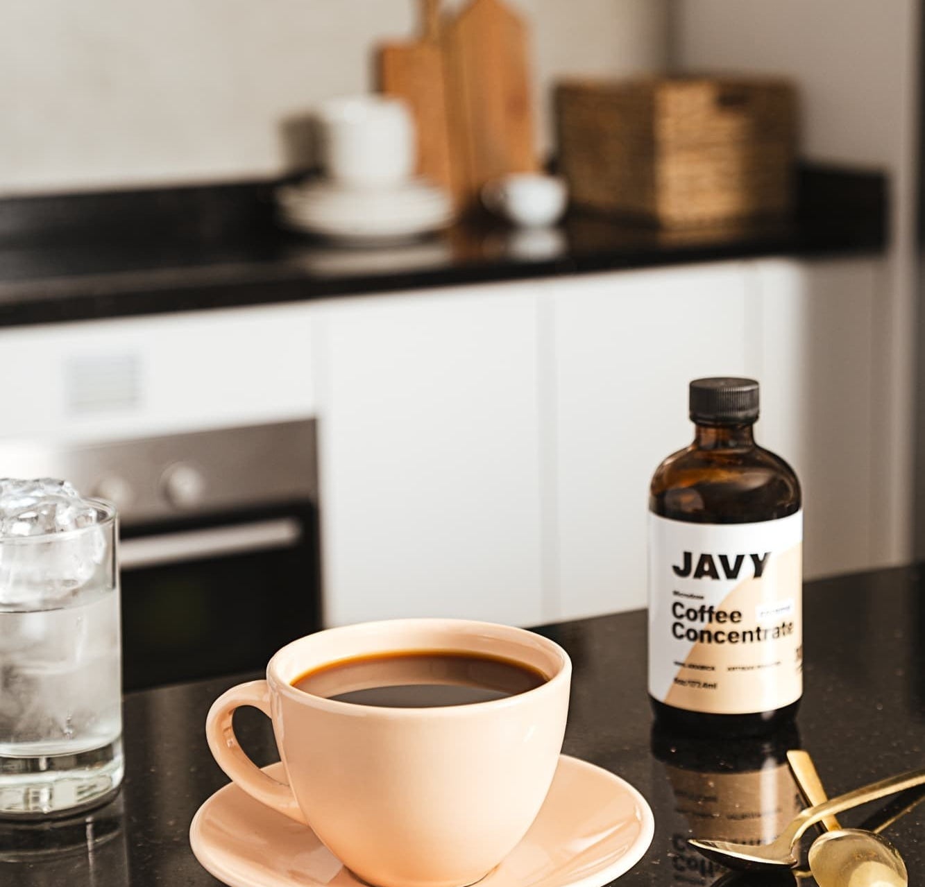 a product shot of a cup of coffee made with the concentrate