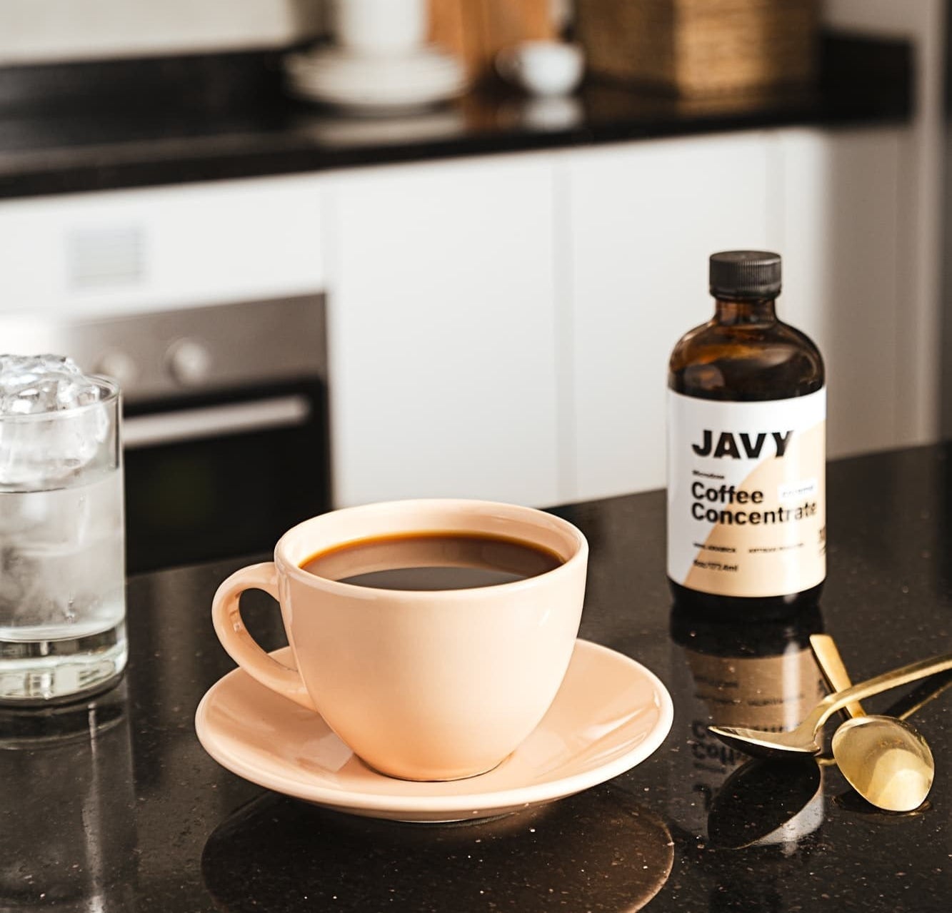 a product shot of a cup of coffee made with the concentrate