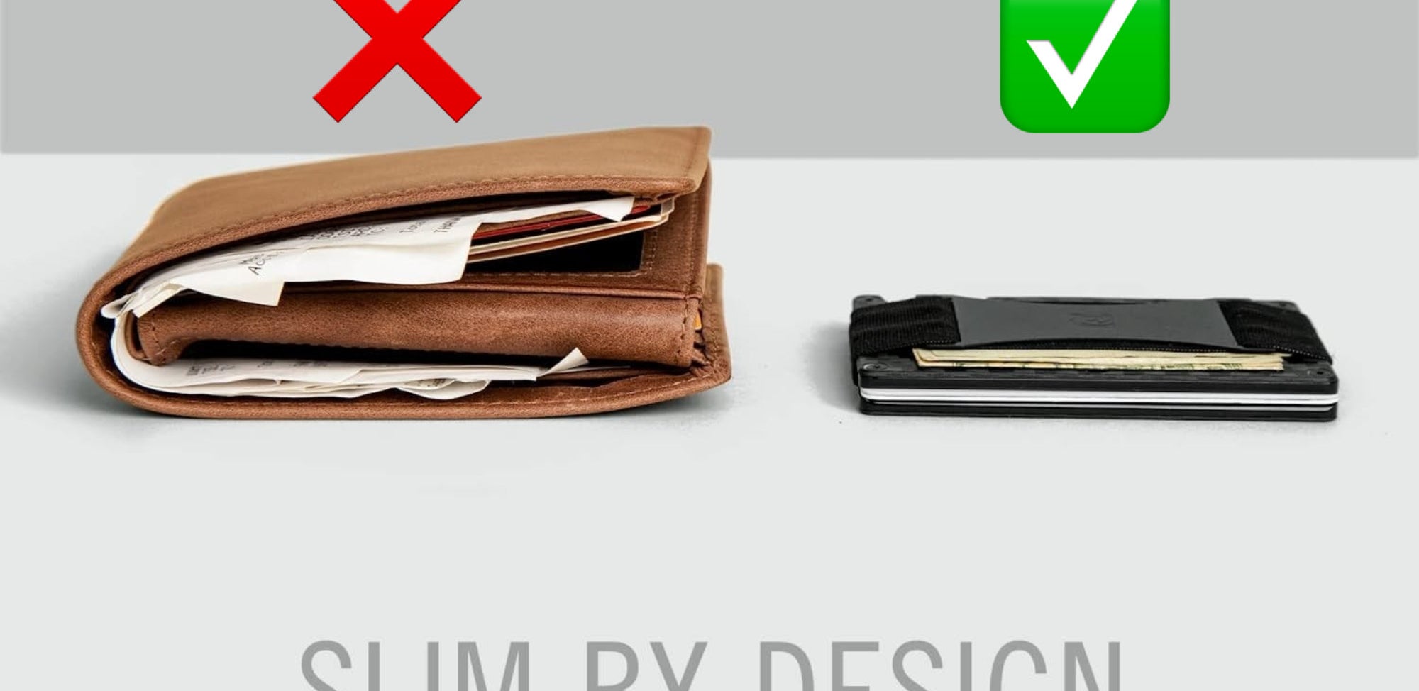 the slim wallet next to a normal wallet