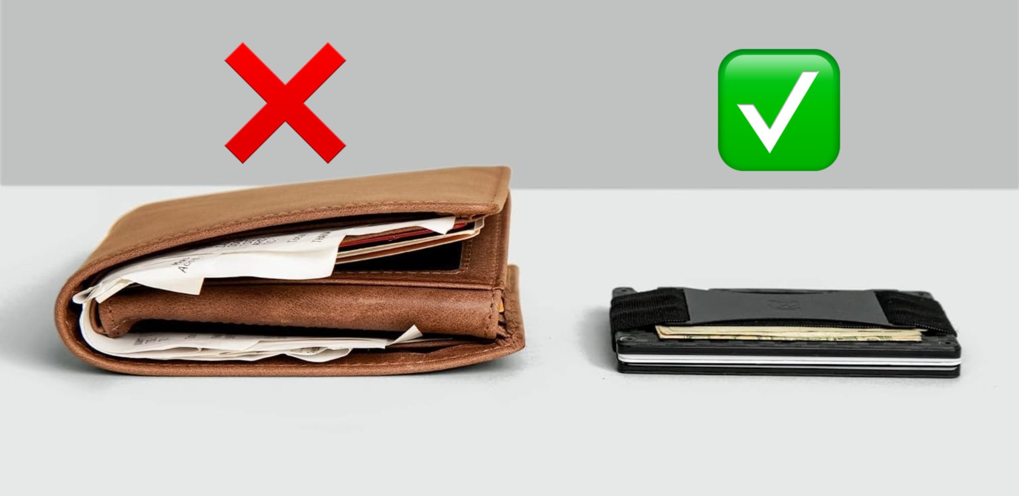 the slim wallet next to a normal wallet