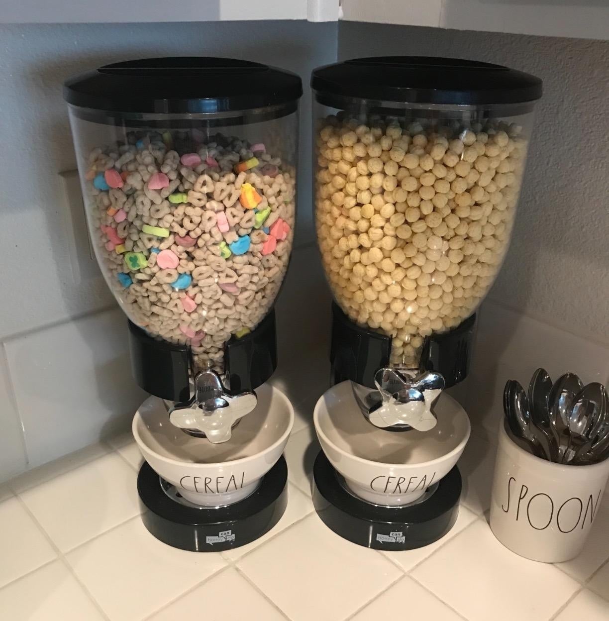 reviewer photo of cereal in the dispensers