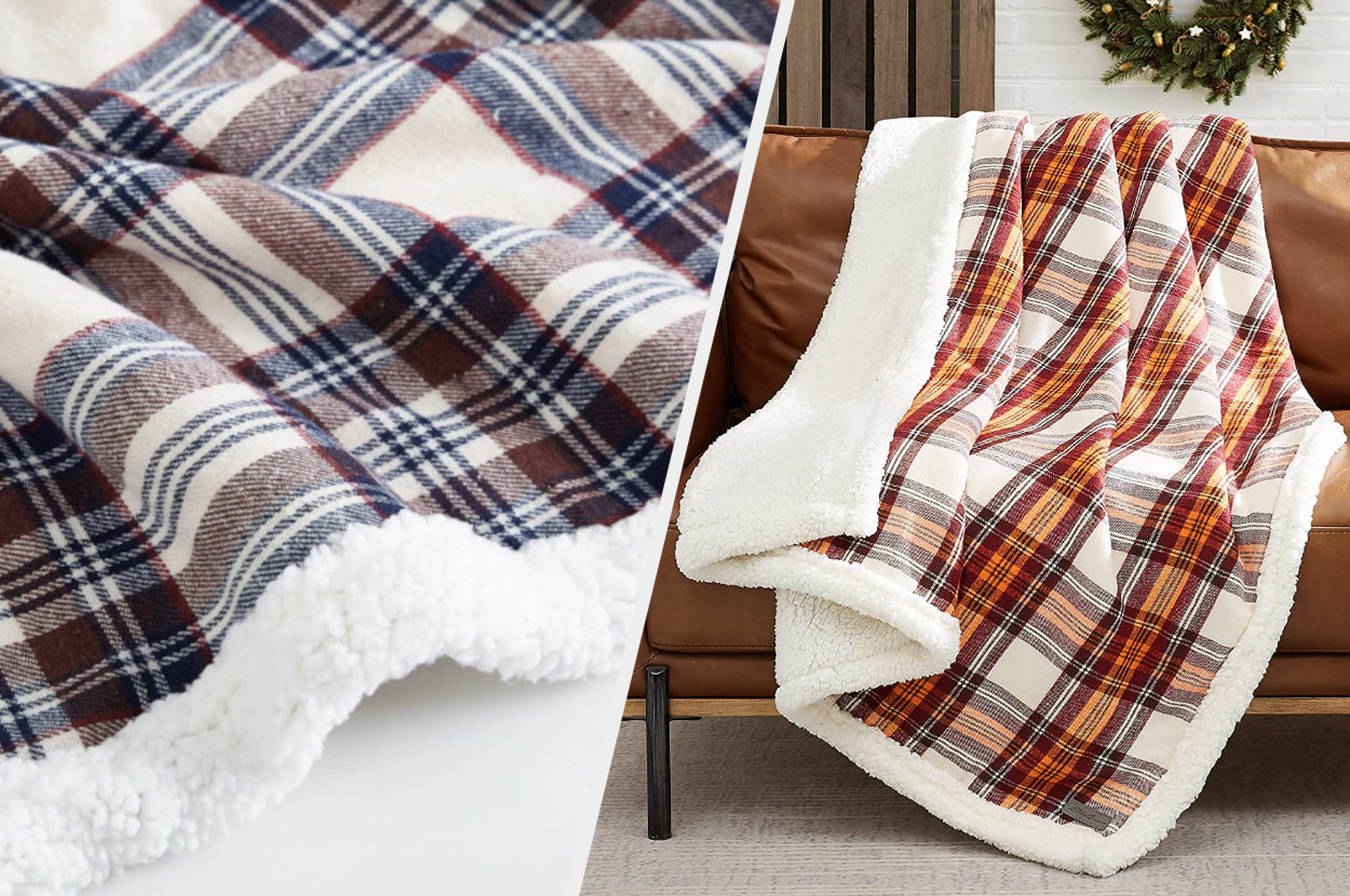 Two images of the sherpa blanket