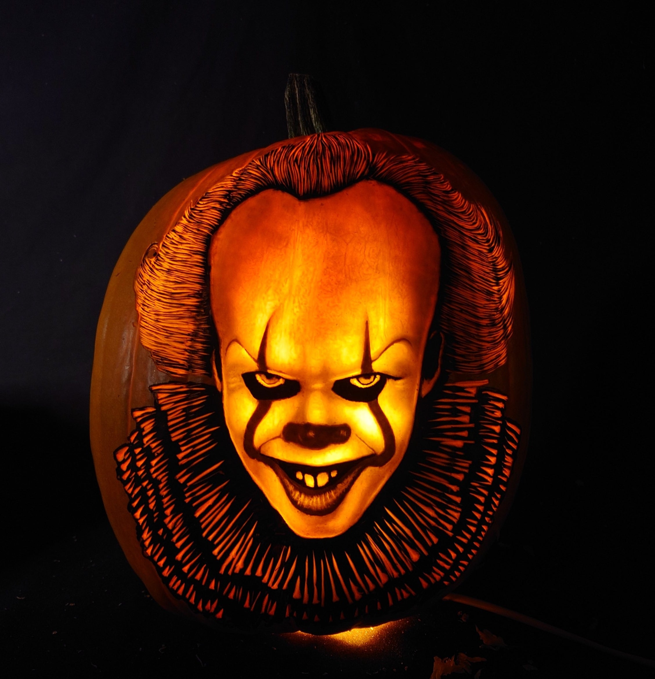 Pennywise (IT) carved on a Pumpkin