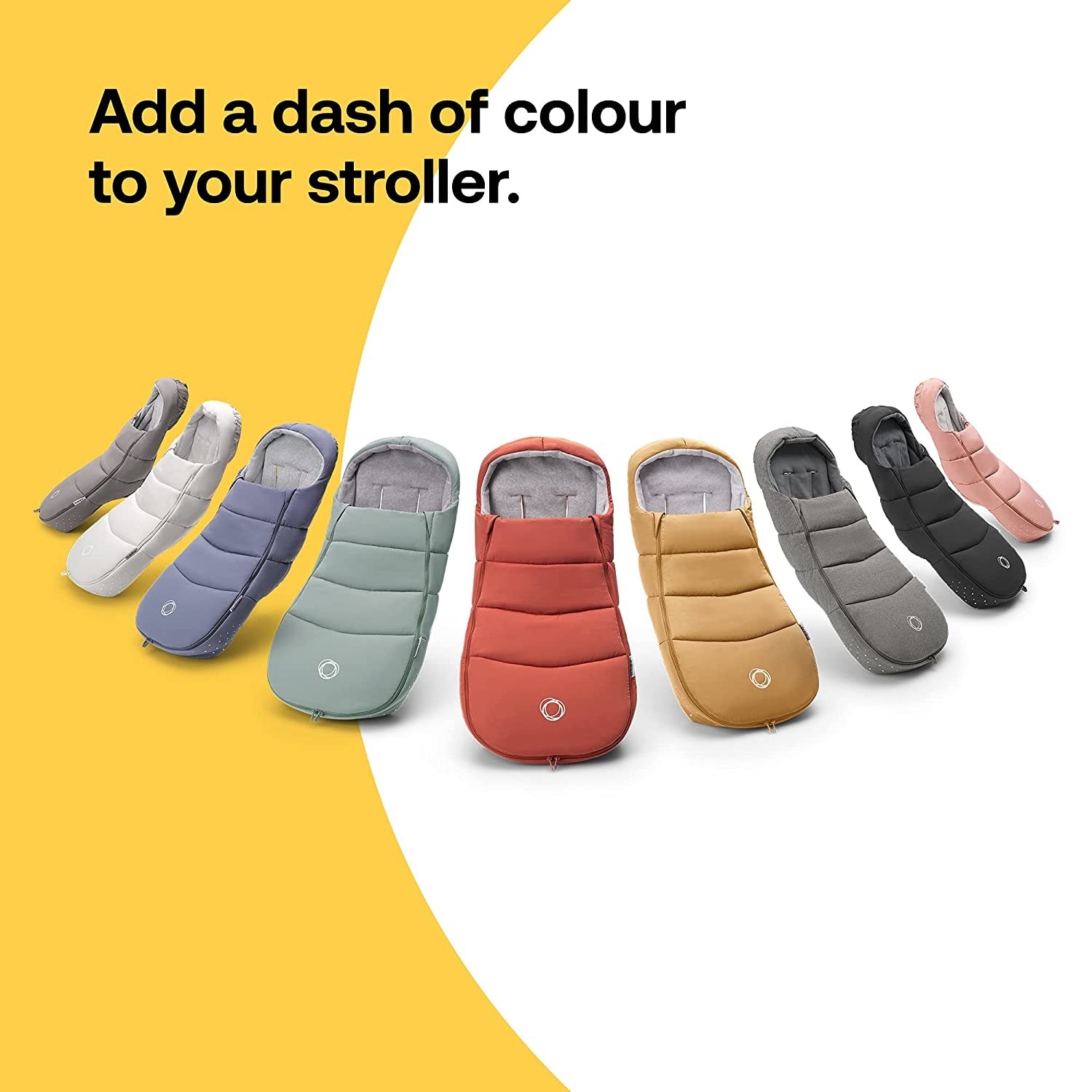 a line up of bugaboo footmuff inserts