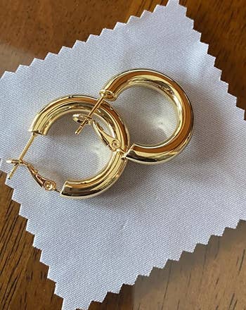 reviewer photo of the gold hoops