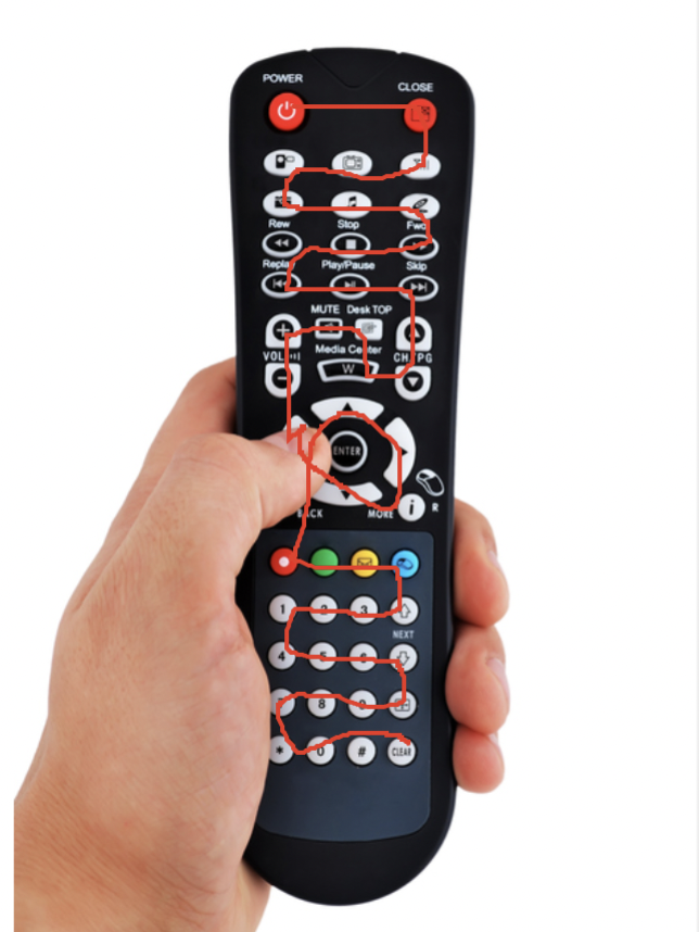 pattern going down the remote in an S shape