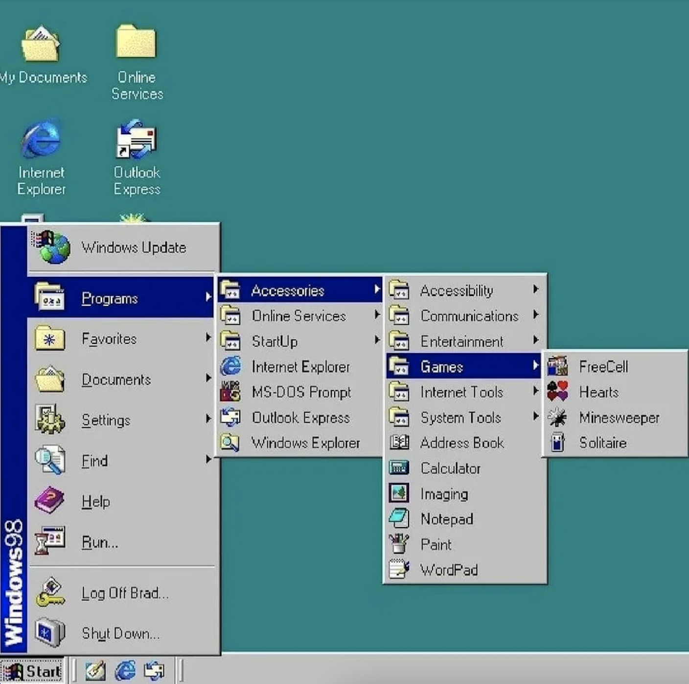 Old Windows menu bar