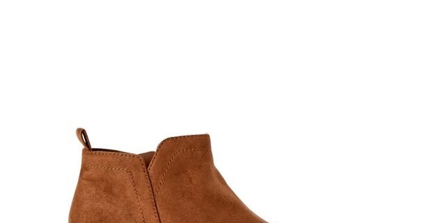 Cognac colored suede ankle boot