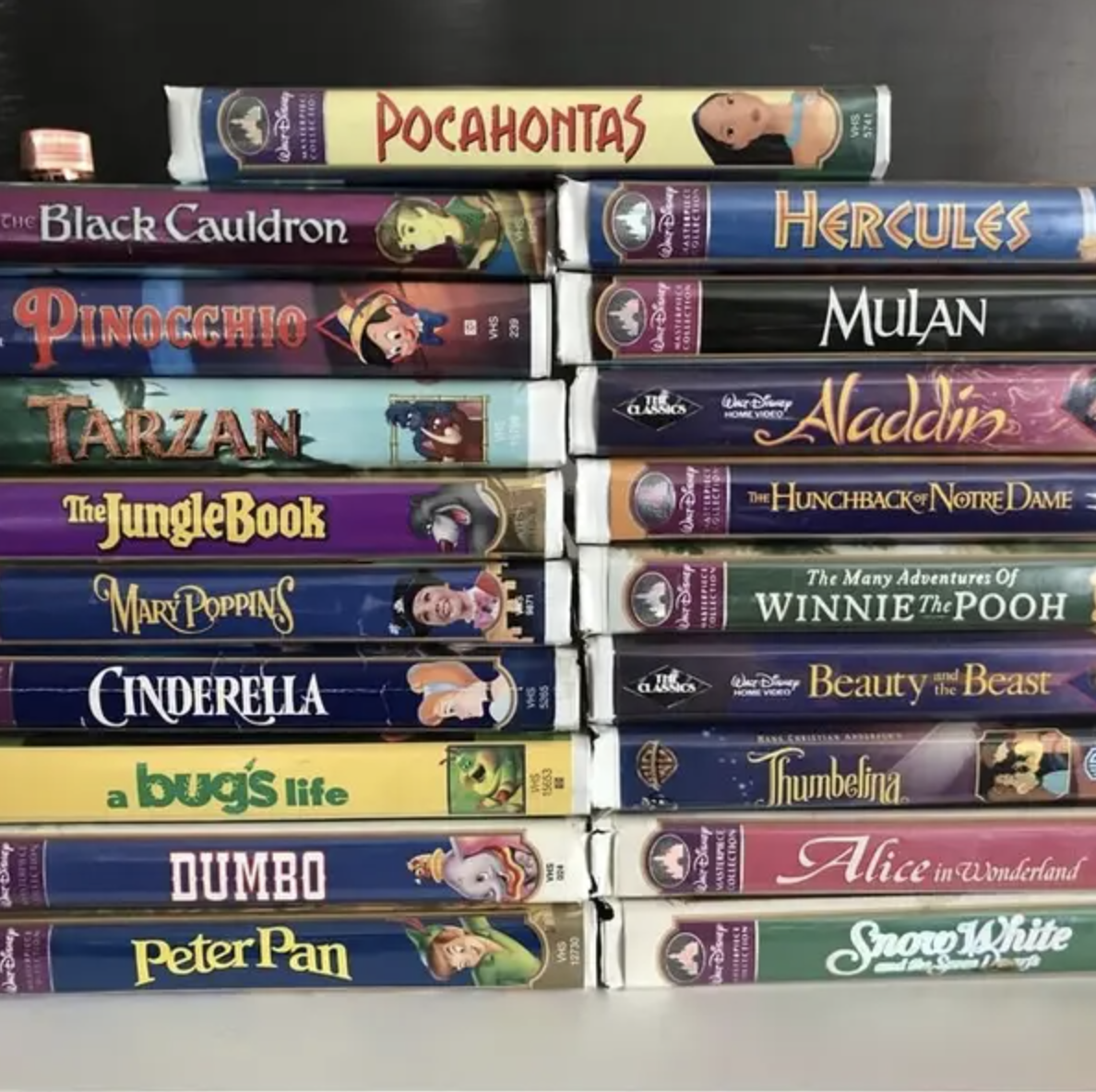 A stack of VHS tapes