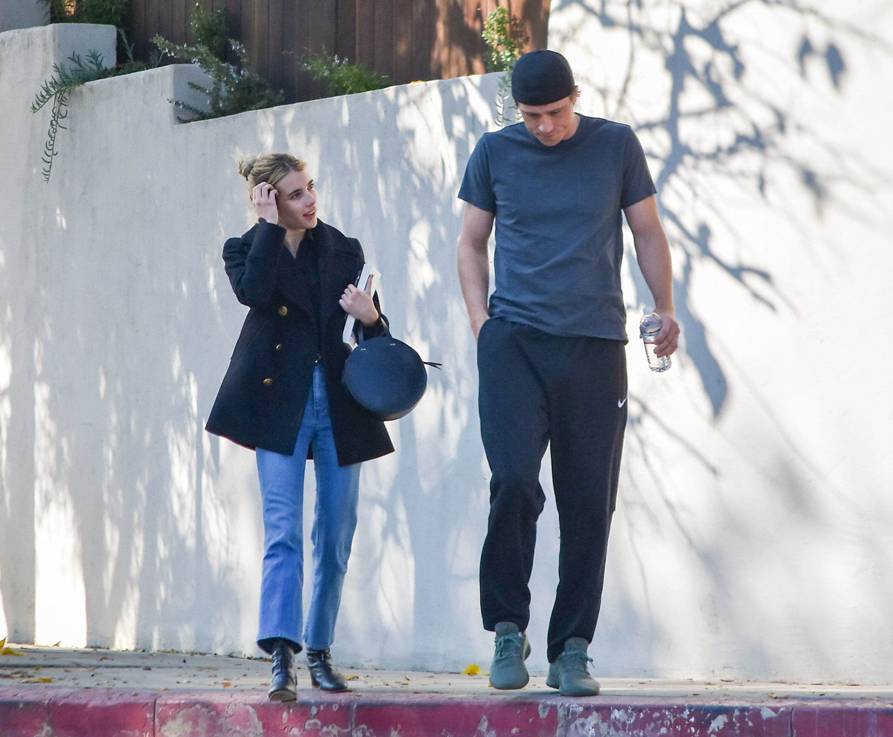 Emma walking outside with Garret