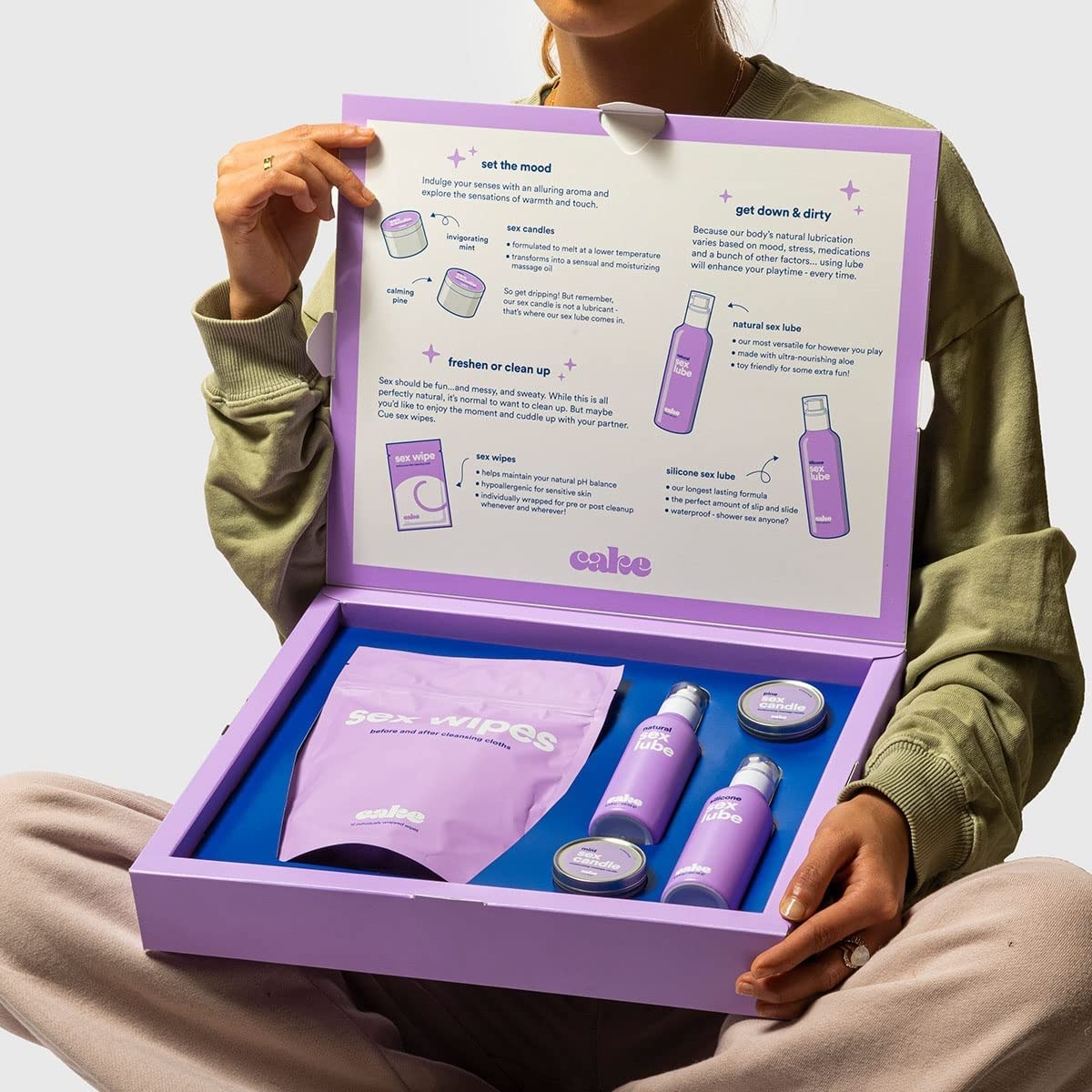 Model holding box of sex kit components