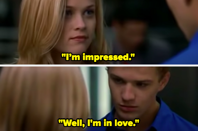 A woman tells a man &quot;I’m impressed&quot; and he responds &quot;Well, I’m in love&quot;