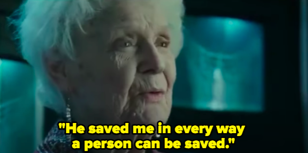 An elderly woman saying &quot;He saved me in every way a person can be saved&quot;