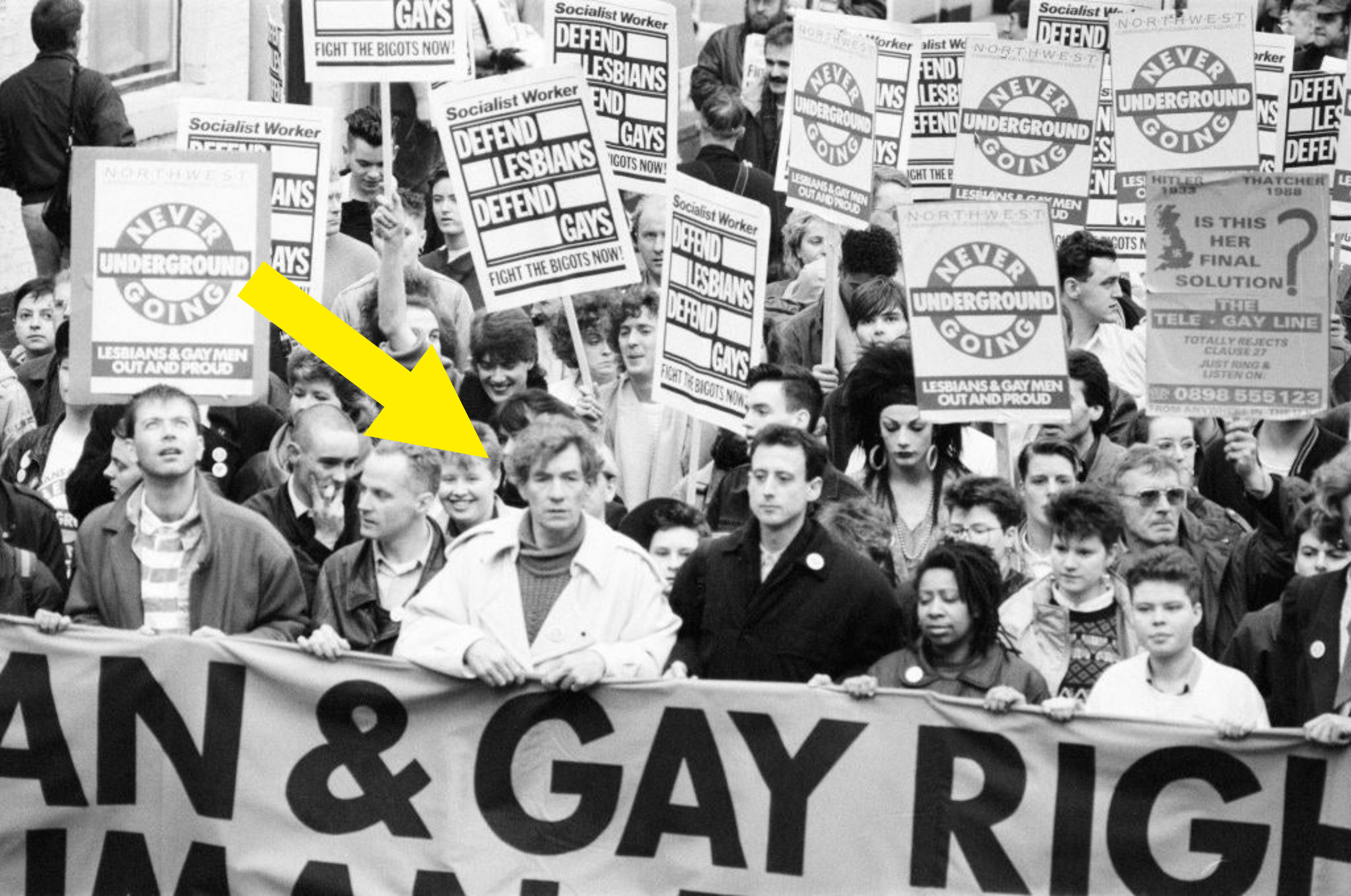 Ian McKellen at a protest