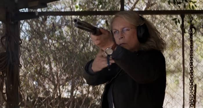 Laurie Strode holding a shotgun