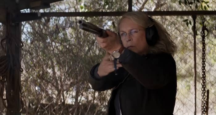 Laurie Strode holding a shotgun