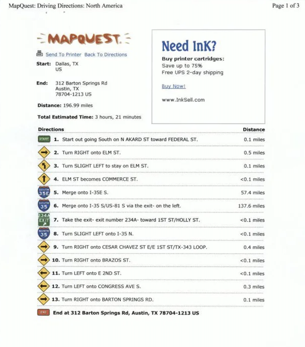 MapQuest directions