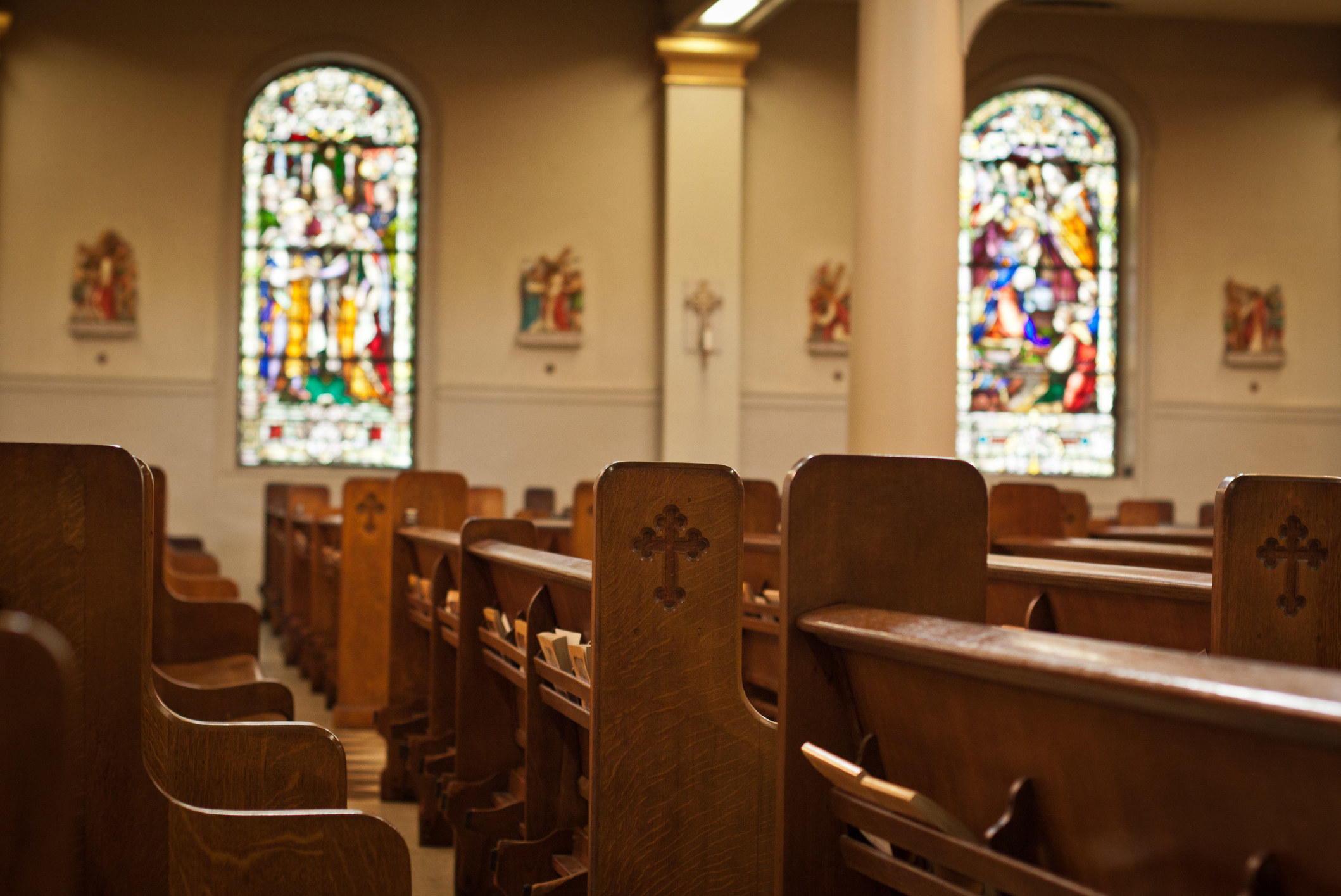 Empty church pews