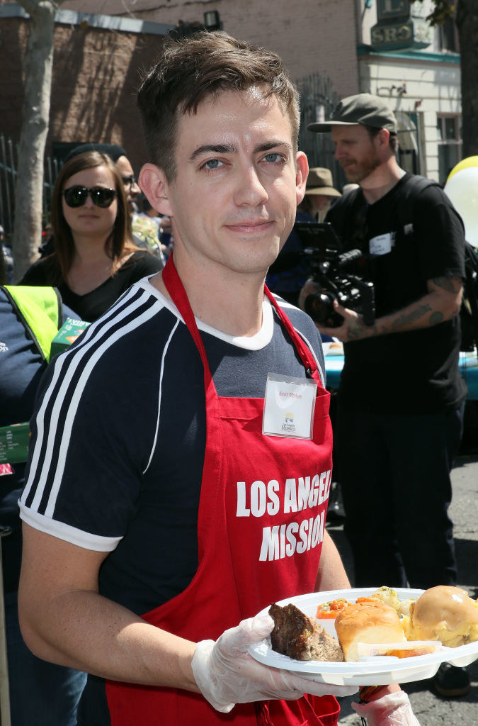 Kevin McHale holding a plate of food