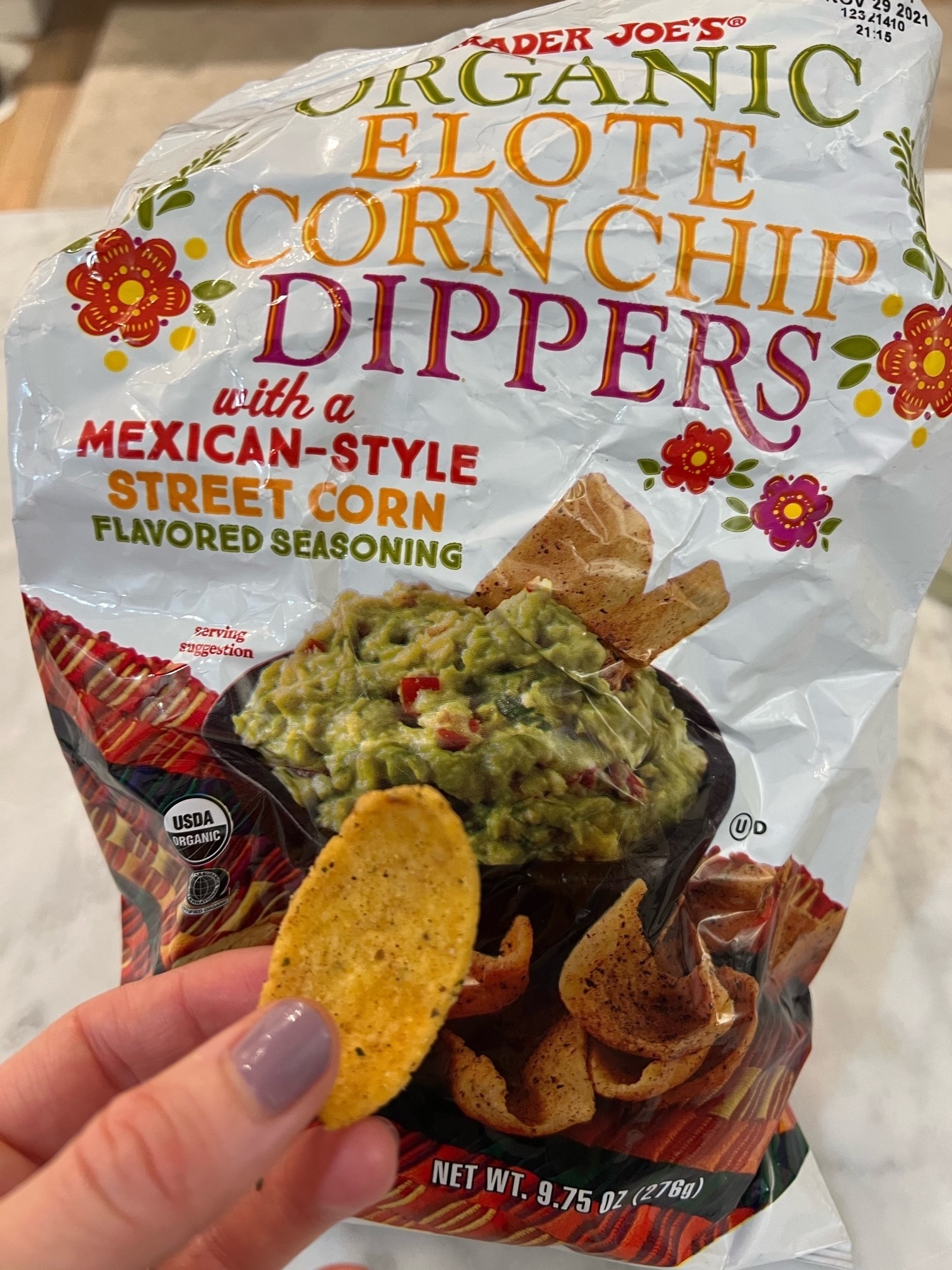 A bag of Elote Corn Chip Dippers.