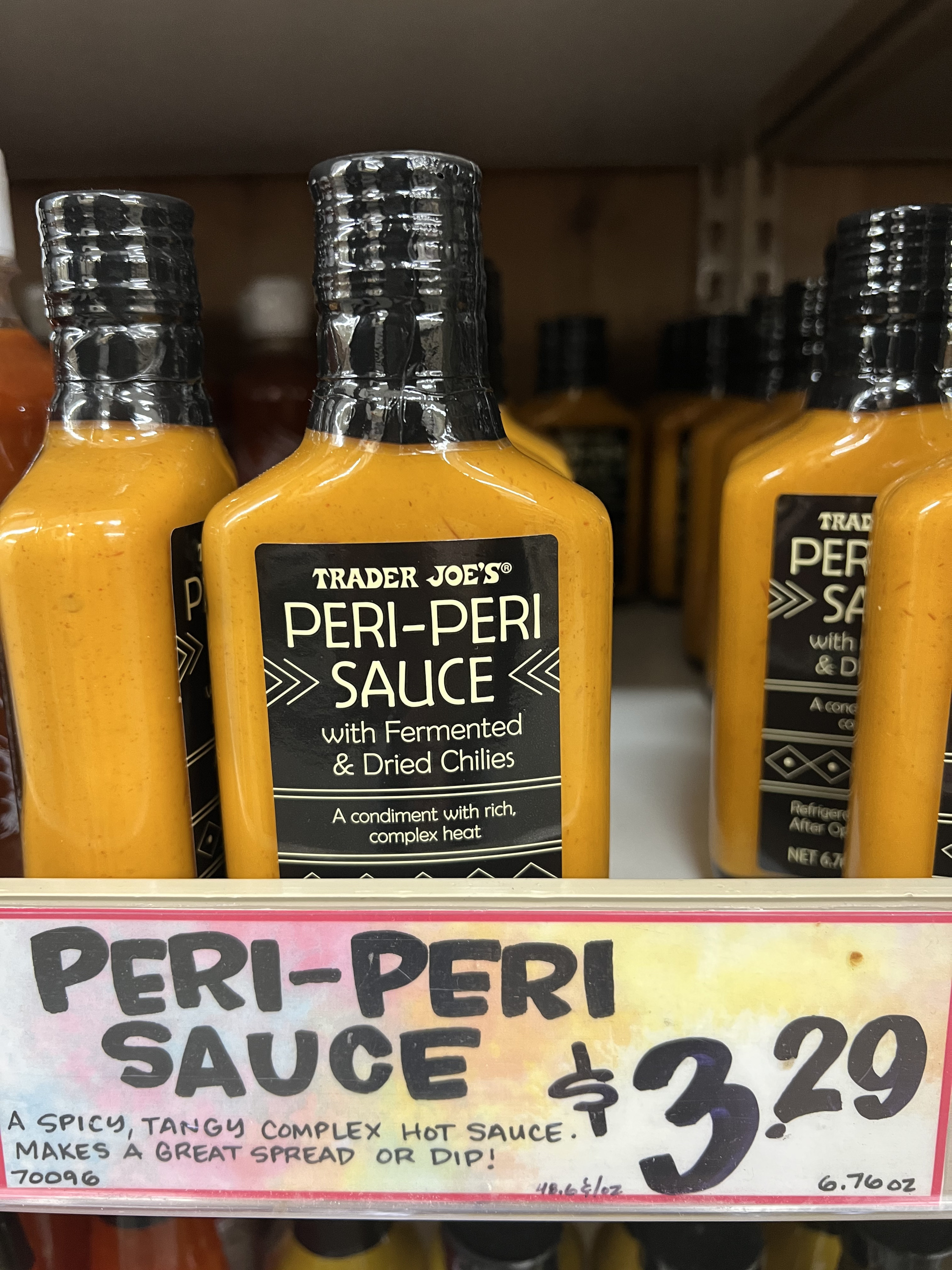 Peri-peri sauces on a shelf.