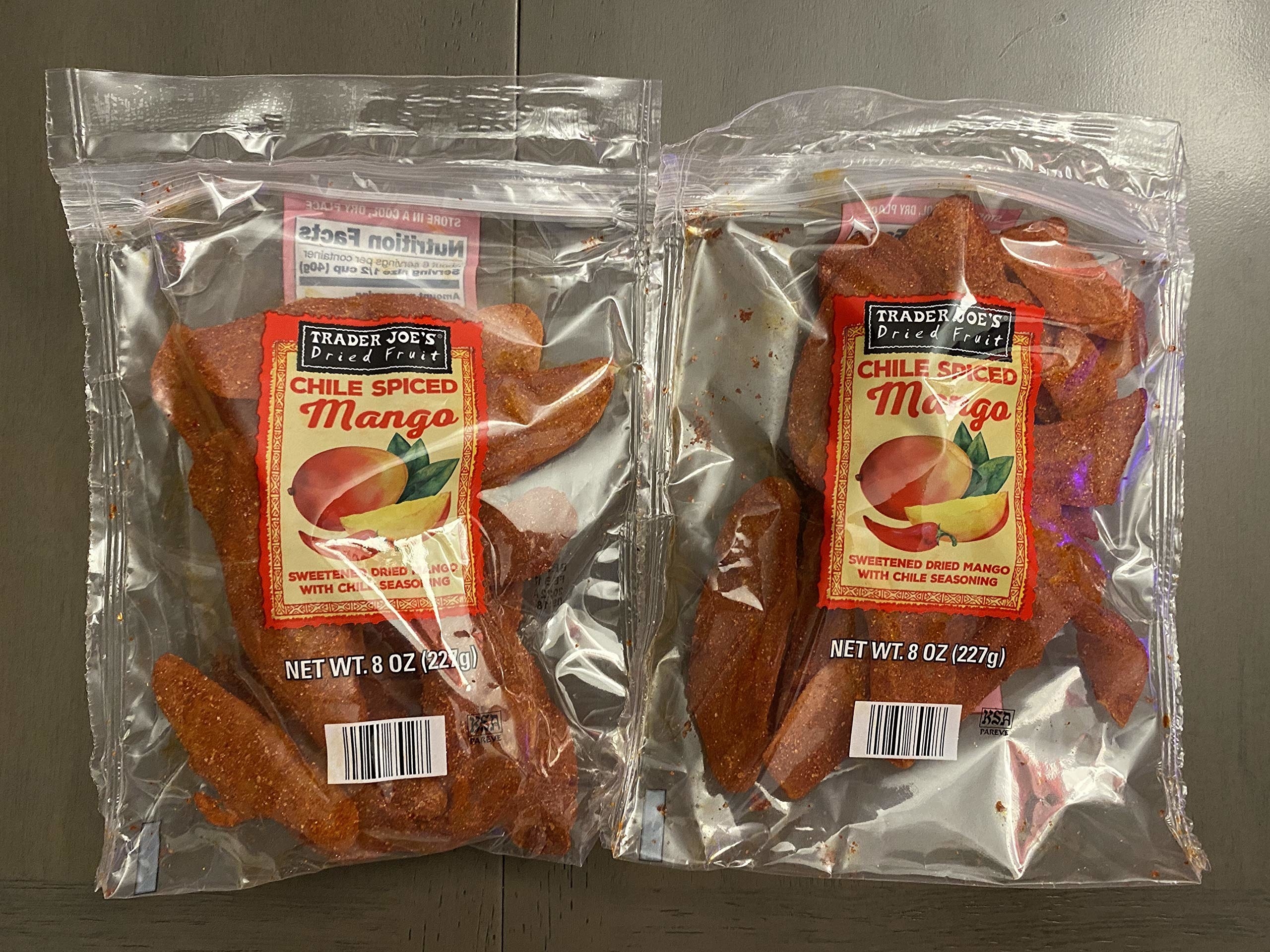 Packages of Dried Chile Spiced Mango.