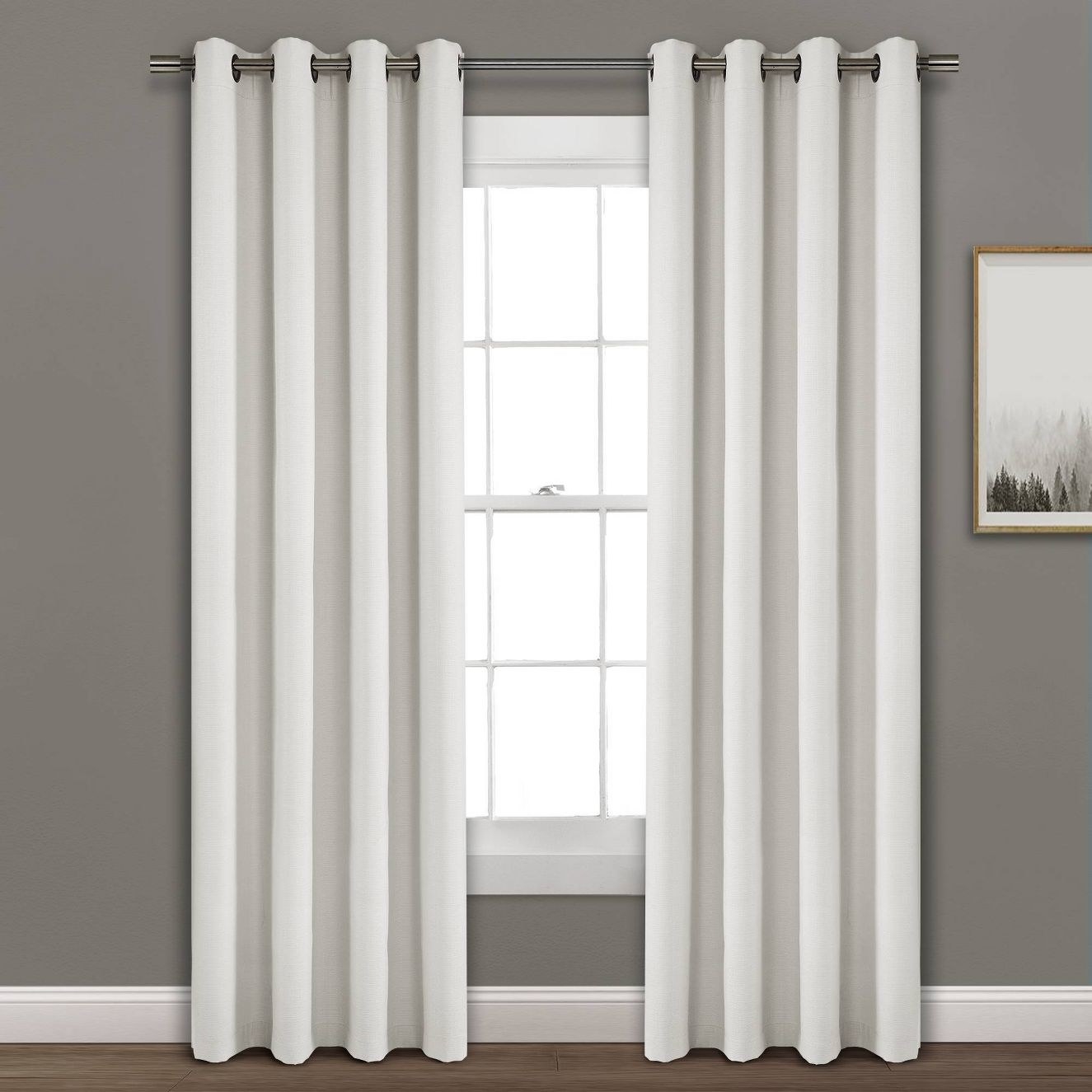 The curtains in white on a window