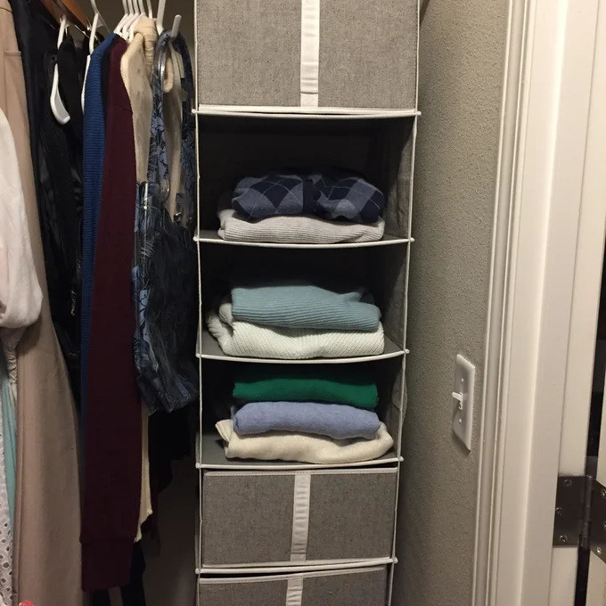 Review photo of the gray closet organizer
