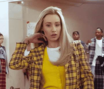 iggy azalea pretending to be cher from clueless and flipping her hair