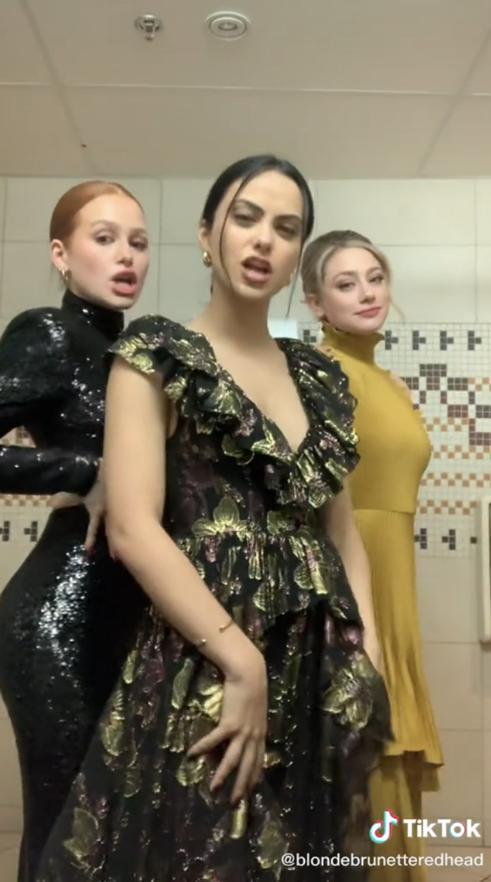 the three dancing in a tiktok video