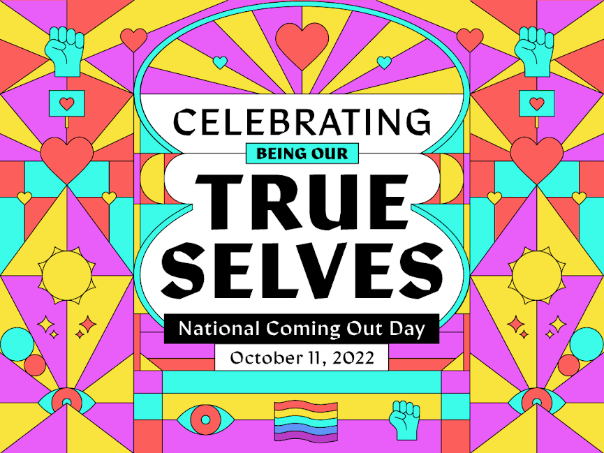 Celebrating Being Our True Selves: National Coming Out Day poster