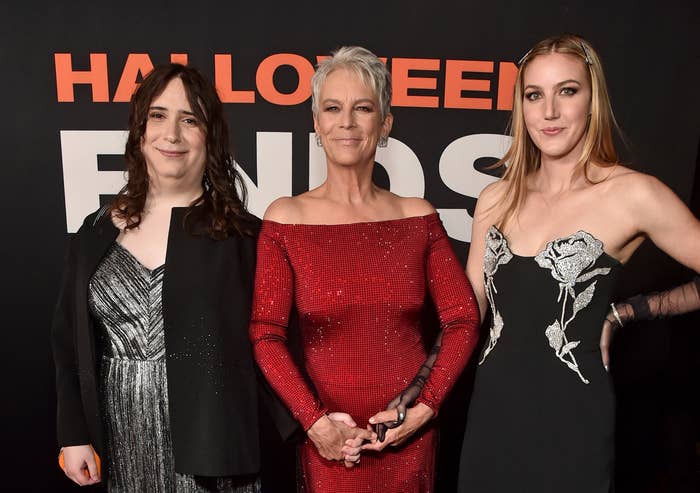 Jamie poses alongside Ruby and Annie