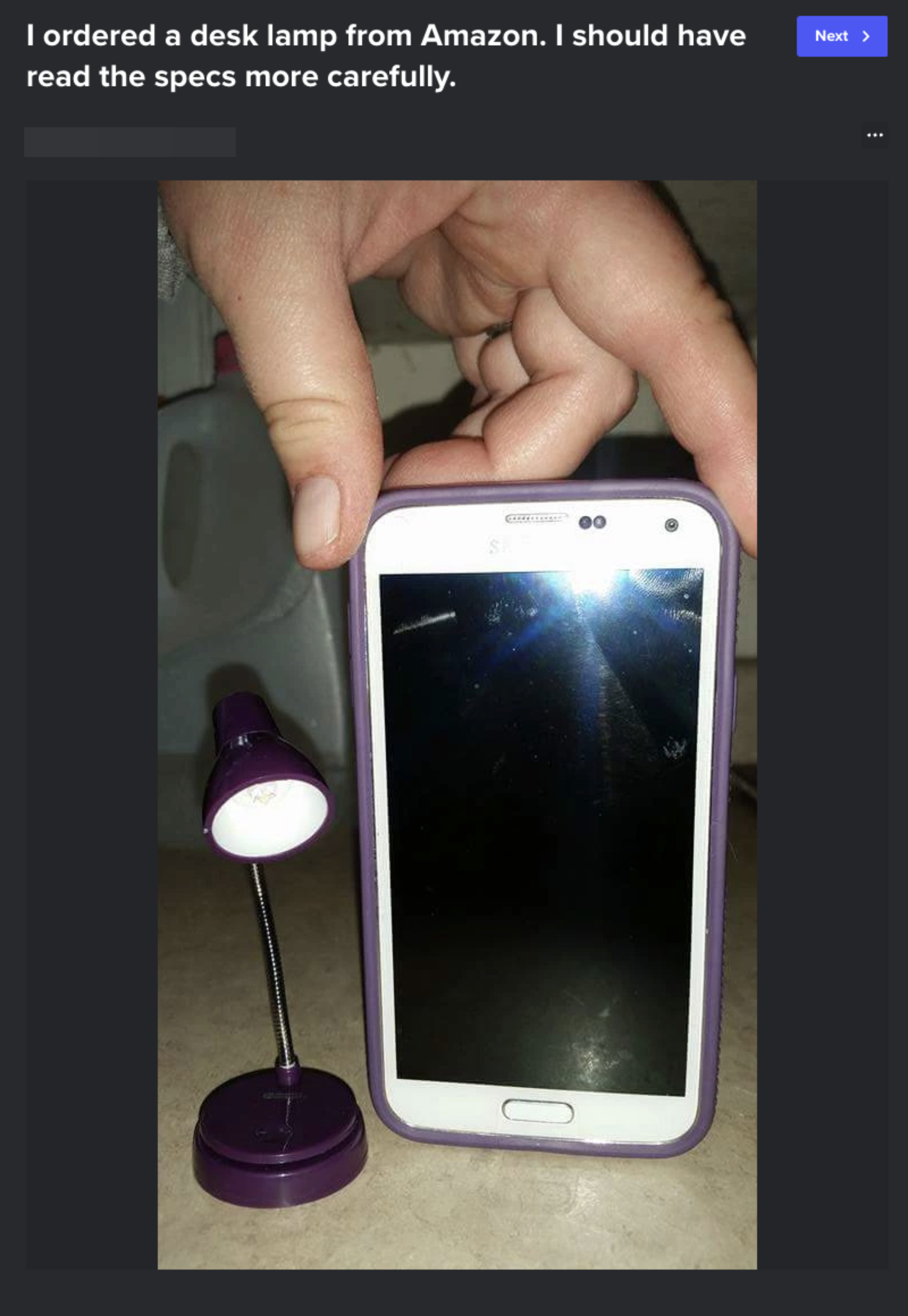 A lamp smaller than someone&#x27;s phone