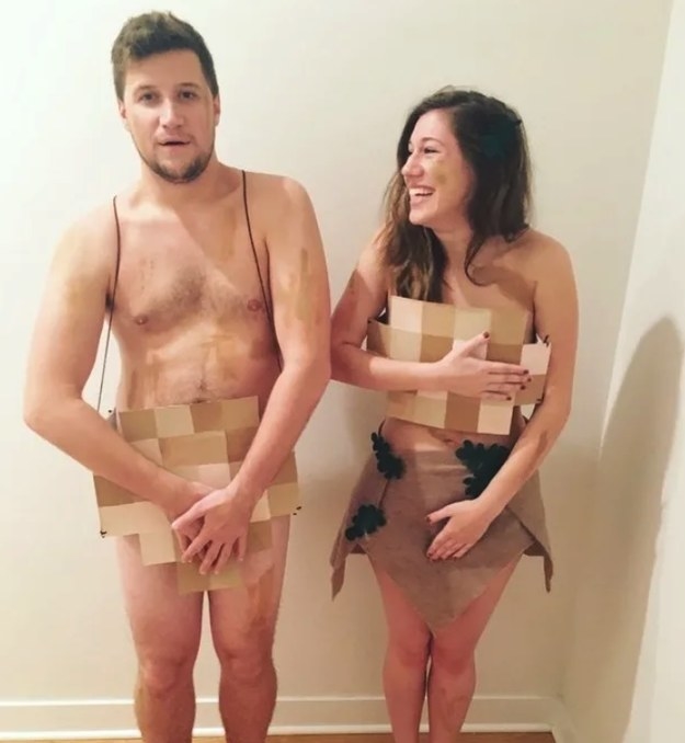 two people pretending to be naked