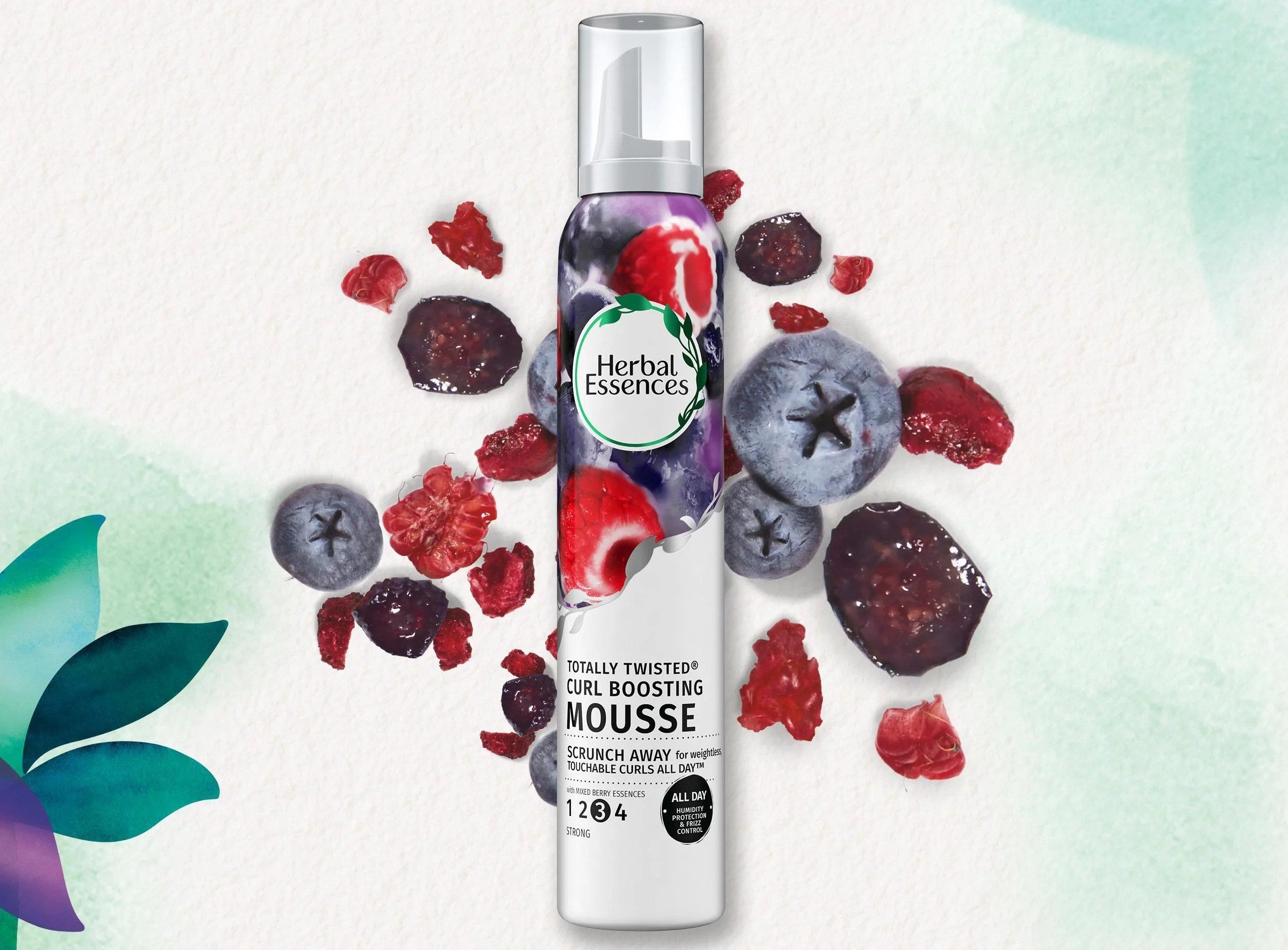 the mousse bottle with images of berries