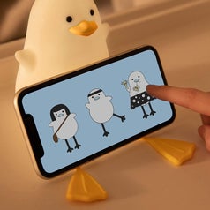 person using the light as a phone stand