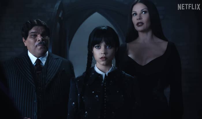 Gomez, Wednesday, and Morticia Addams