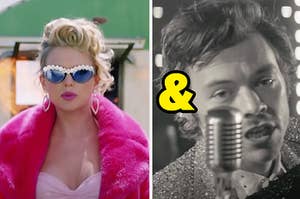 Taylor Swift is on the left with Harry Styles on the right 