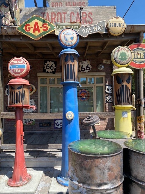 the cars-themed gas station