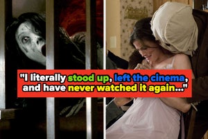 The Grudge and The Strangers with text reading "I literally stood up, left the cinema, and have never watched it again"