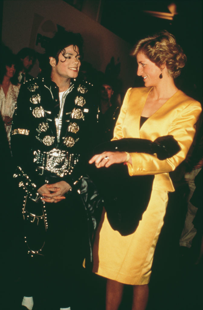 Michael Jackson and Princess Diana smiling at each other